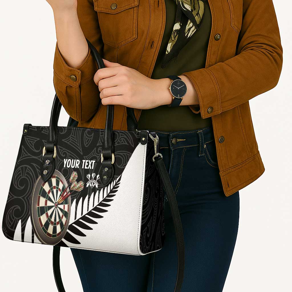 Personalised New Zealand Darts Leather Bag Silver Fern Aotearoa Maori Pattern - Aussie Hoodie