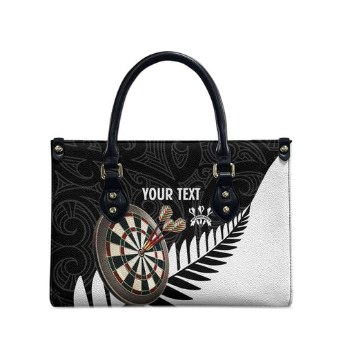 Personalised New Zealand Darts Leather Bag Silver Fern Aotearoa Maori Pattern - Aussie Hoodie