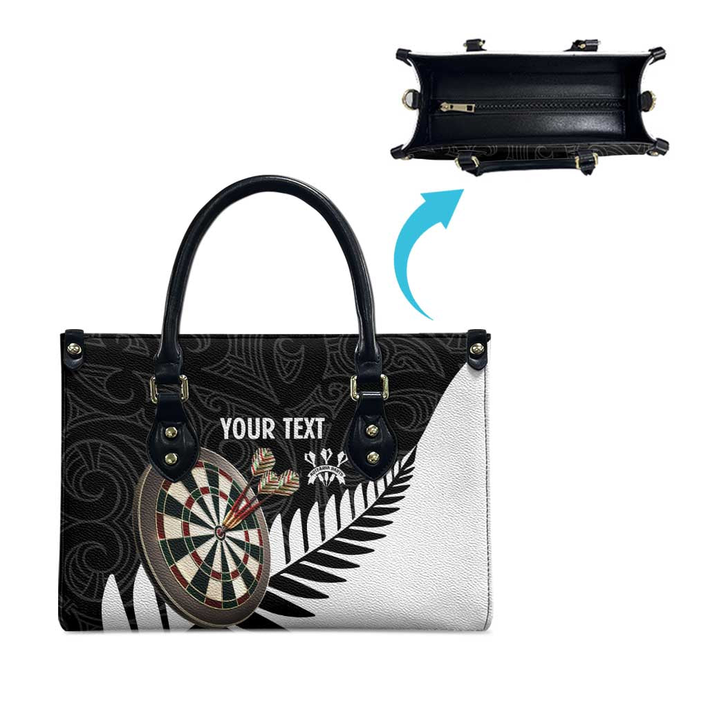 Personalised New Zealand Darts Leather Bag Silver Fern Aotearoa Maori Pattern - Aussie Hoodie
