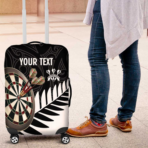 Personalised New Zealand Darts Luggage Cover Silver Fern Aotearoa Maori Pattern - Aussie Hoodie