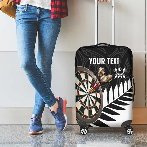 Personalised New Zealand Darts Luggage Cover Silver Fern Aotearoa Maori Pattern - Aussie Hoodie