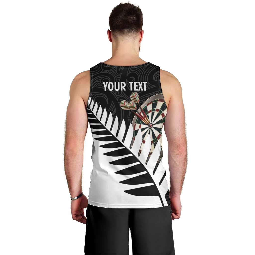 Personalised New Zealand Darts Men Tank Top Silver Fern Aotearoa Maori Pattern - Aussie Hoodie