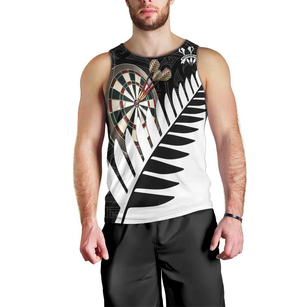 Personalised New Zealand Darts Men Tank Top Silver Fern Aotearoa Maori Pattern - Aussie Hoodie