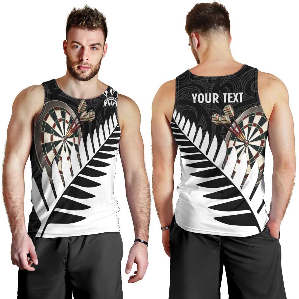 Personalised New Zealand Darts Men Tank Top Silver Fern Aotearoa Maori Pattern - Aussie Hoodie