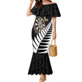 Personalised New Zealand Darts Mermaid Dress Silver Fern Aotearoa Maori Pattern - Aussie Hoodie