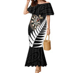 Personalised New Zealand Darts Mermaid Dress Silver Fern Aotearoa Maori Pattern - Aussie Hoodie