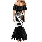 Personalised New Zealand Darts Mermaid Dress Silver Fern Aotearoa Maori Pattern - Aussie Hoodie