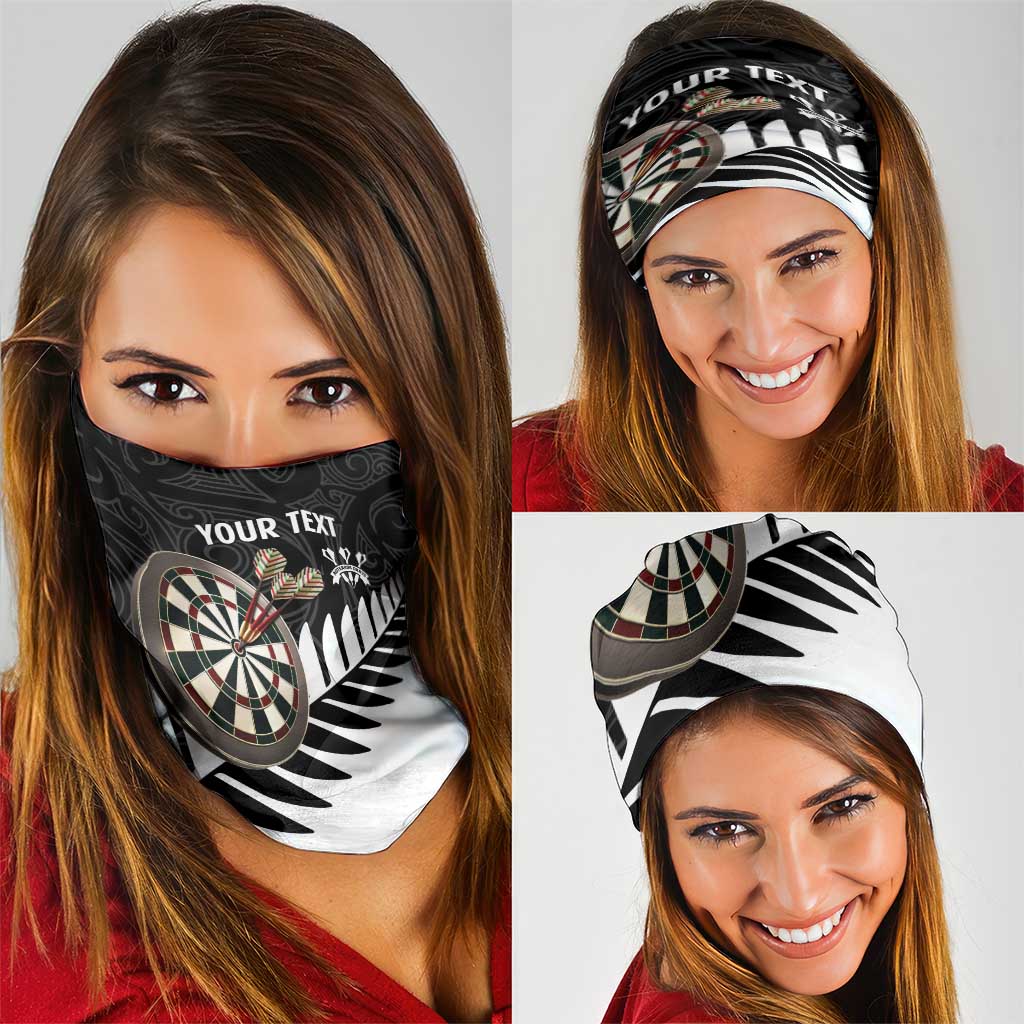 Personalised New Zealand Darts Neck Gaiter Silver Fern Aotearoa Maori Pattern - Aussie Hoodie