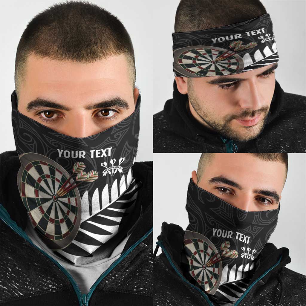 Personalised New Zealand Darts Neck Gaiter Silver Fern Aotearoa Maori Pattern - Aussie Hoodie