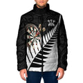 Personalised New Zealand Darts Padded Jacket Silver Fern Aotearoa Maori Pattern - Aussie Hoodie