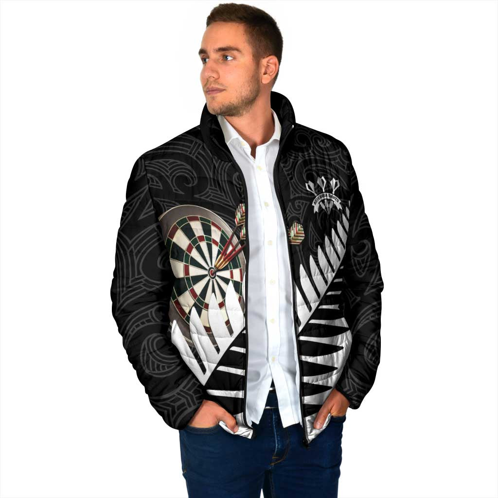Personalised New Zealand Darts Padded Jacket Silver Fern Aotearoa Maori Pattern - Aussie Hoodie