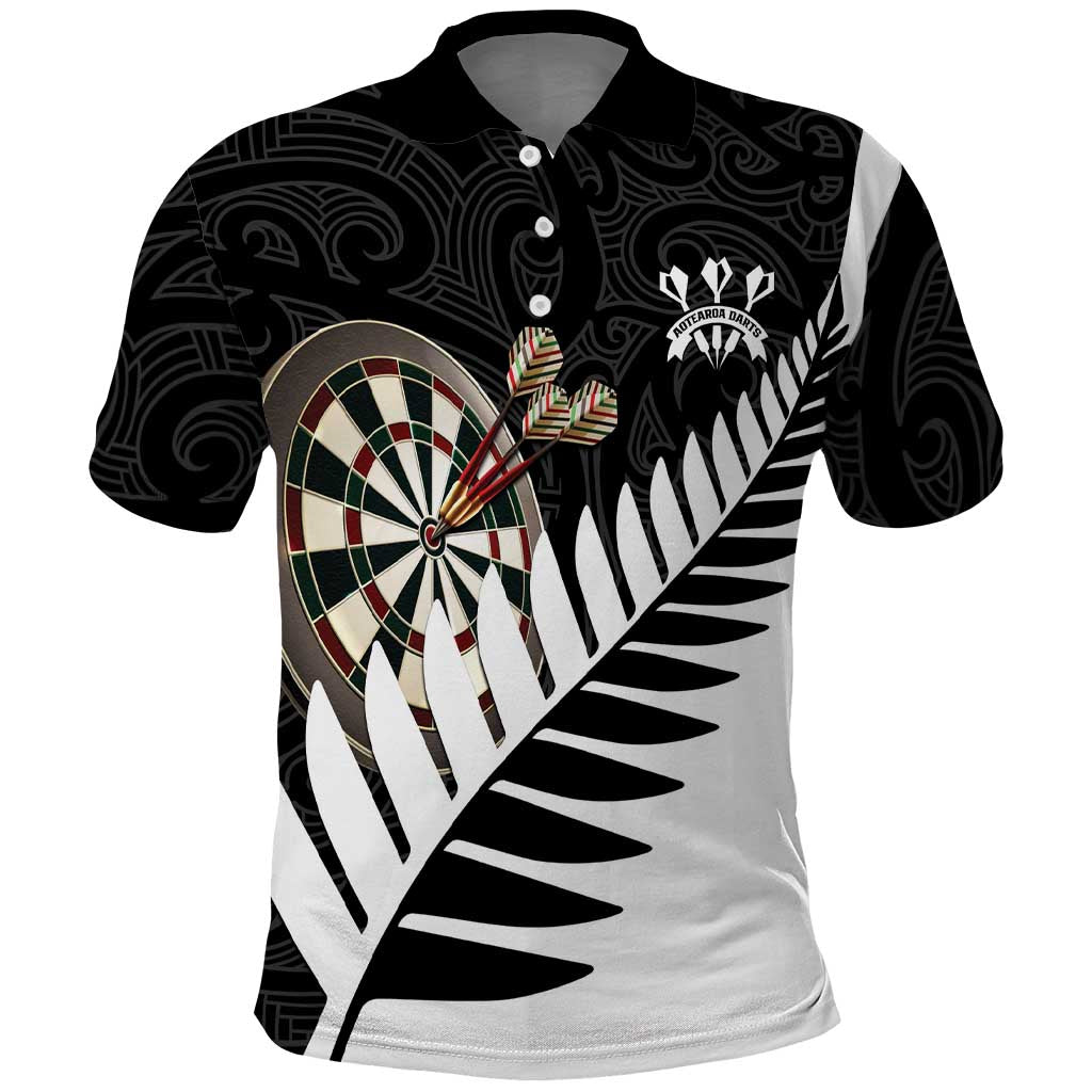 Personalised New Zealand Darts Polo Shirt Silver Fern Aotearoa Maori Pattern - Aussie Hoodie