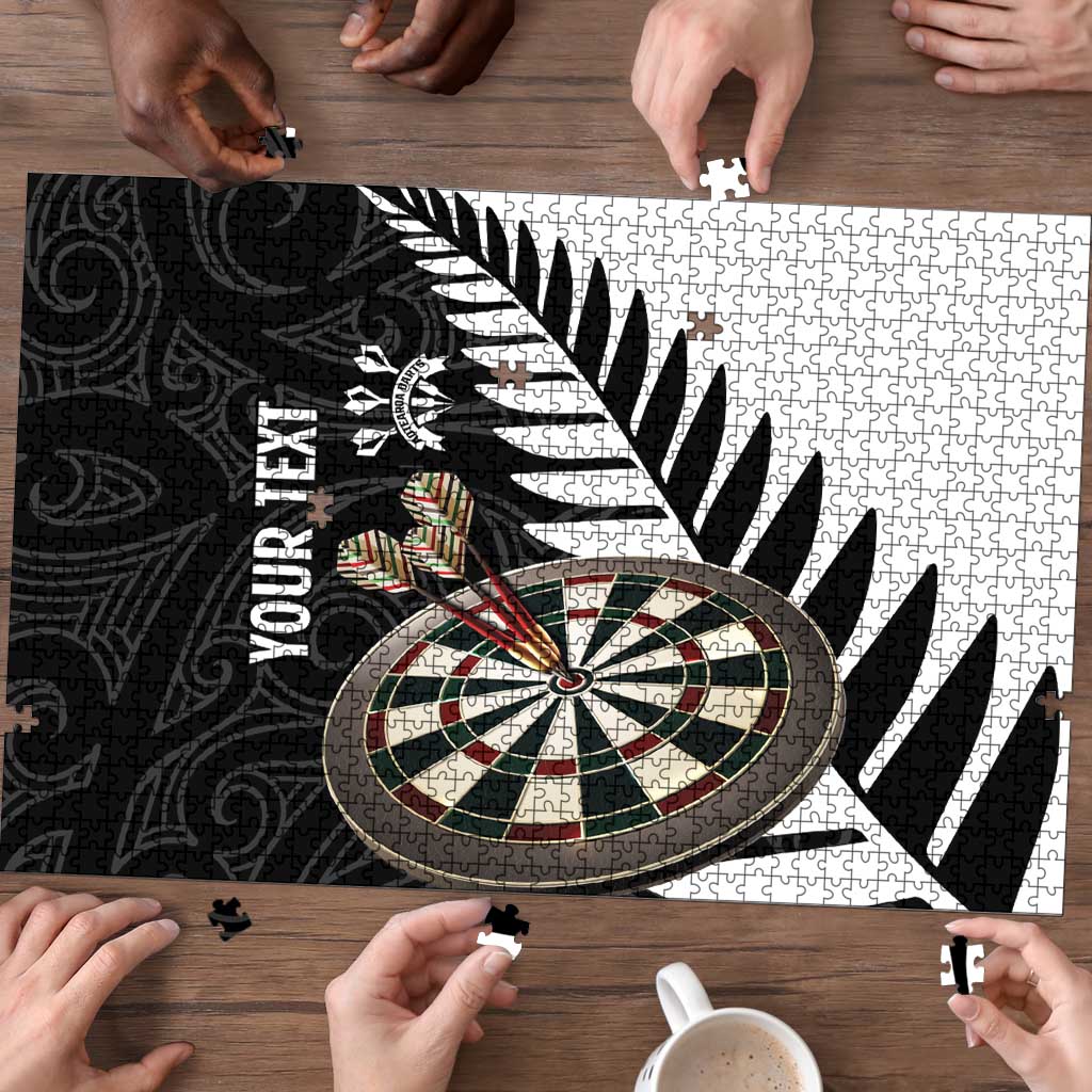 Personalised New Zealand Darts Puzzle Silver Fern Aotearoa Maori Pattern - Aussie Hoodie