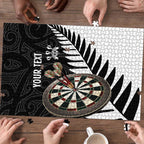 Personalised New Zealand Darts Puzzle Silver Fern Aotearoa Maori Pattern - Aussie Hoodie