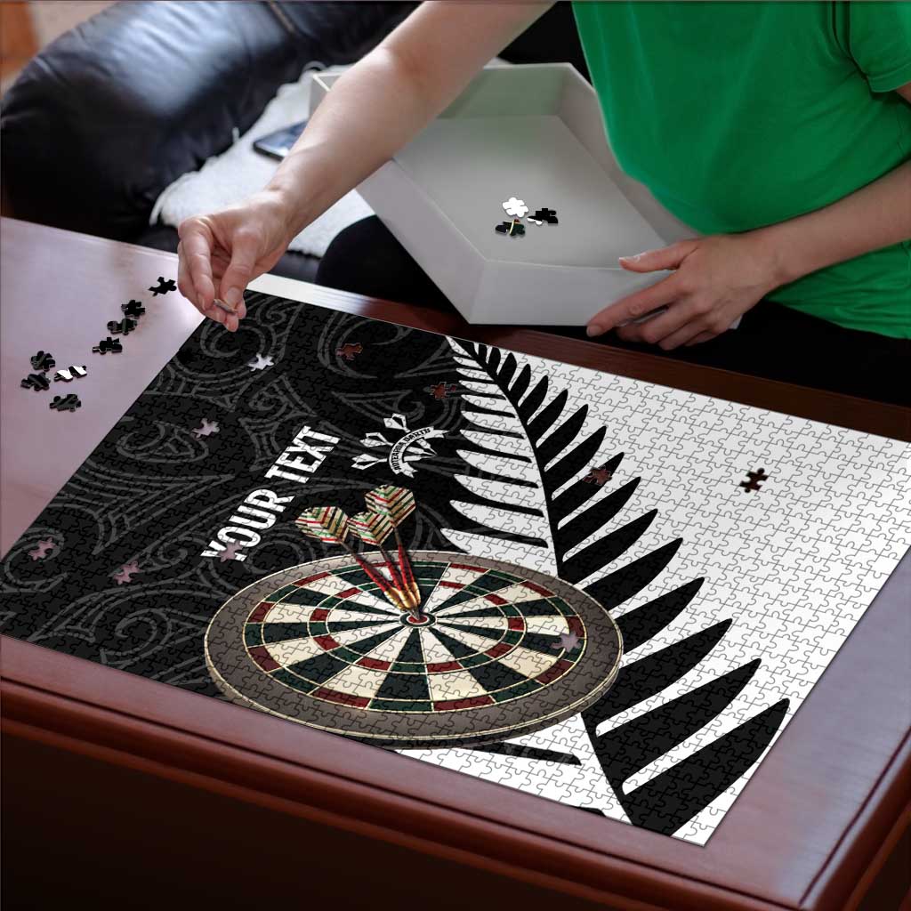 Personalised New Zealand Darts Puzzle Silver Fern Aotearoa Maori Pattern - Aussie Hoodie