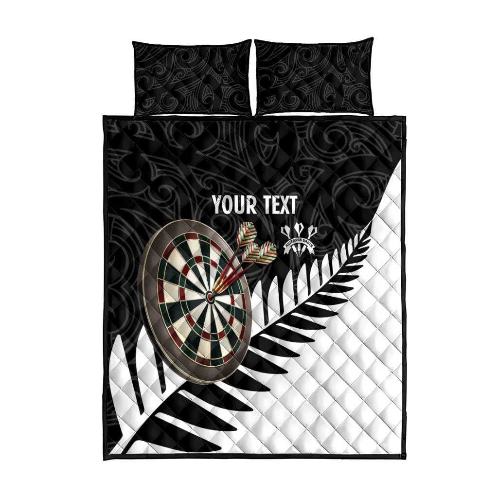 Personalised New Zealand Darts Quilt Bed Set Silver Fern Aotearoa Maori Pattern - Aussie Hoodie