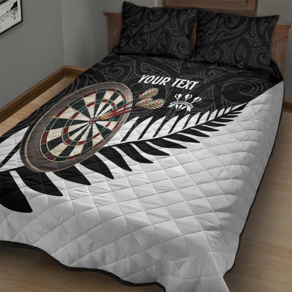 Personalised New Zealand Darts Quilt Bed Set Silver Fern Aotearoa Maori Pattern - Aussie Hoodie