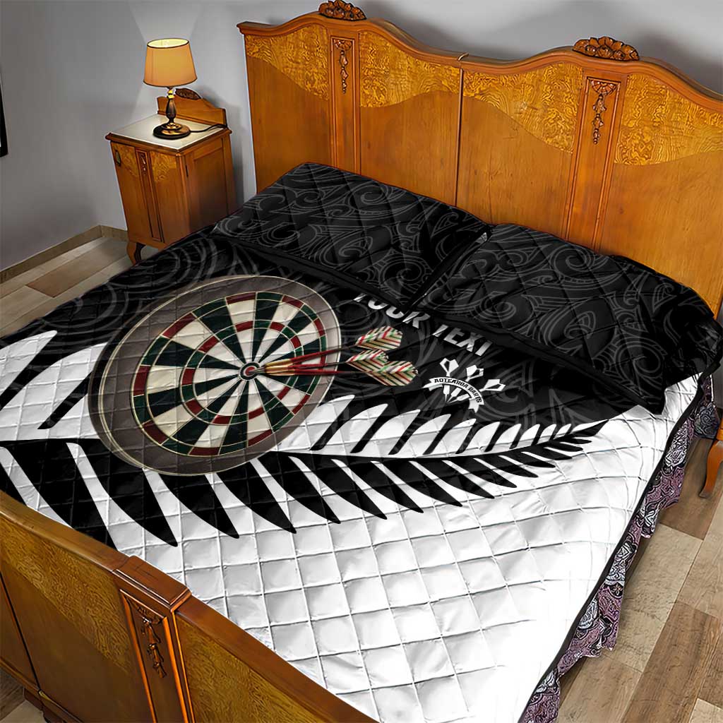 Personalised New Zealand Darts Quilt Bed Set Silver Fern Aotearoa Maori Pattern - Aussie Hoodie