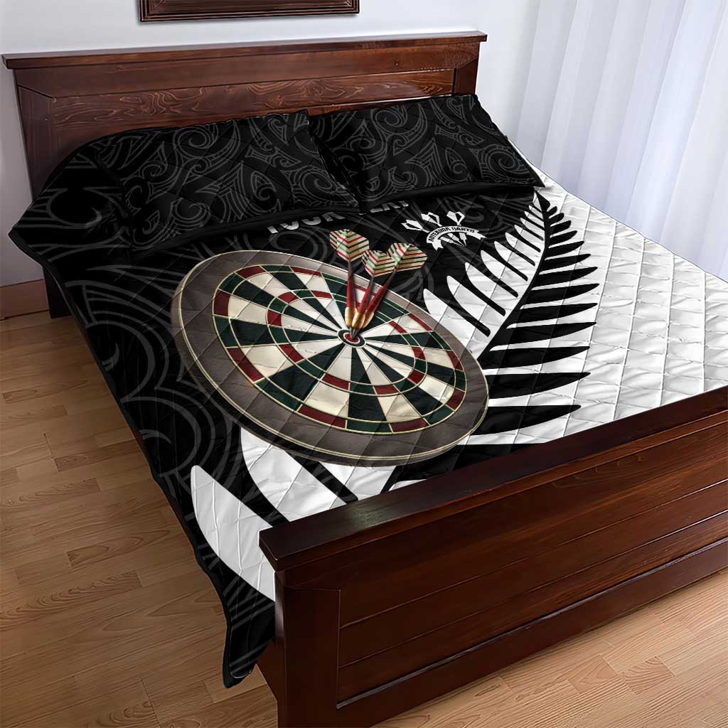 Personalised New Zealand Darts Quilt Bed Set Silver Fern Aotearoa Maori Pattern - Aussie Hoodie
