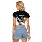 Personalised New Zealand Darts Raglan Cropped T Shirt Silver Fern Aotearoa Maori Pattern - Aussie Hoodie