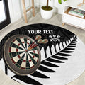 Personalised New Zealand Darts Round Carpet Silver Fern Aotearoa Maori Pattern - Aussie Hoodie