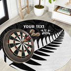 Personalised New Zealand Darts Round Carpet Silver Fern Aotearoa Maori Pattern - Aussie Hoodie