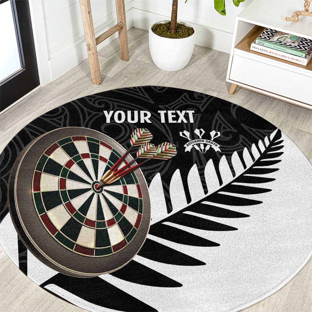 Personalised New Zealand Darts Round Carpet Silver Fern Aotearoa Maori Pattern - Aussie Hoodie