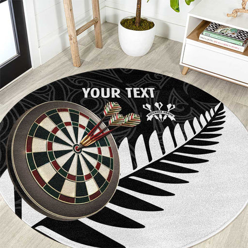 Personalised New Zealand Darts Round Carpet Silver Fern Aotearoa Maori Pattern - Aussie Hoodie