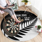 Personalised New Zealand Darts Round Carpet Silver Fern Aotearoa Maori Pattern - Aussie Hoodie