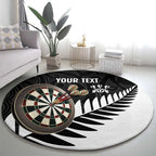 Personalised New Zealand Darts Round Carpet Silver Fern Aotearoa Maori Pattern - Aussie Hoodie