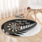 Personalised New Zealand Darts Round Carpet Silver Fern Aotearoa Maori Pattern - Aussie Hoodie