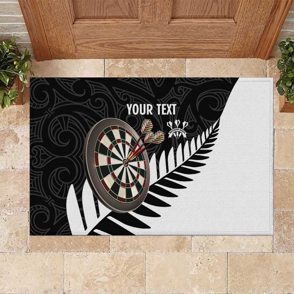 Personalised New Zealand Darts Rubber Doormat Silver Fern Aotearoa Maori Pattern - Aussie Hoodie