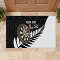 Personalised New Zealand Darts Rubber Doormat Silver Fern Aotearoa Maori Pattern - Aussie Hoodie