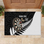 Personalised New Zealand Darts Rubber Doormat Silver Fern Aotearoa Maori Pattern - Aussie Hoodie