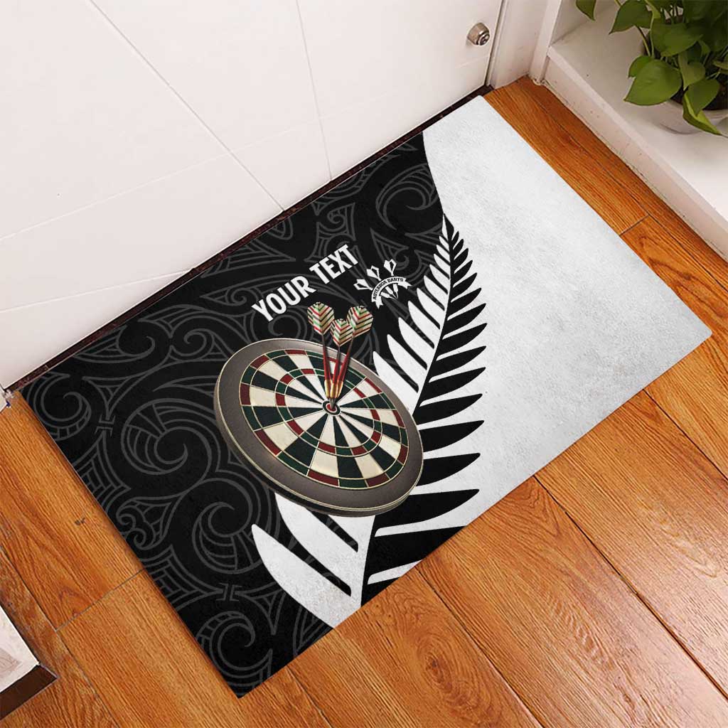 Personalised New Zealand Darts Rubber Doormat Silver Fern Aotearoa Maori Pattern - Aussie Hoodie