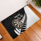 Personalised New Zealand Darts Rubber Doormat Silver Fern Aotearoa Maori Pattern - Aussie Hoodie