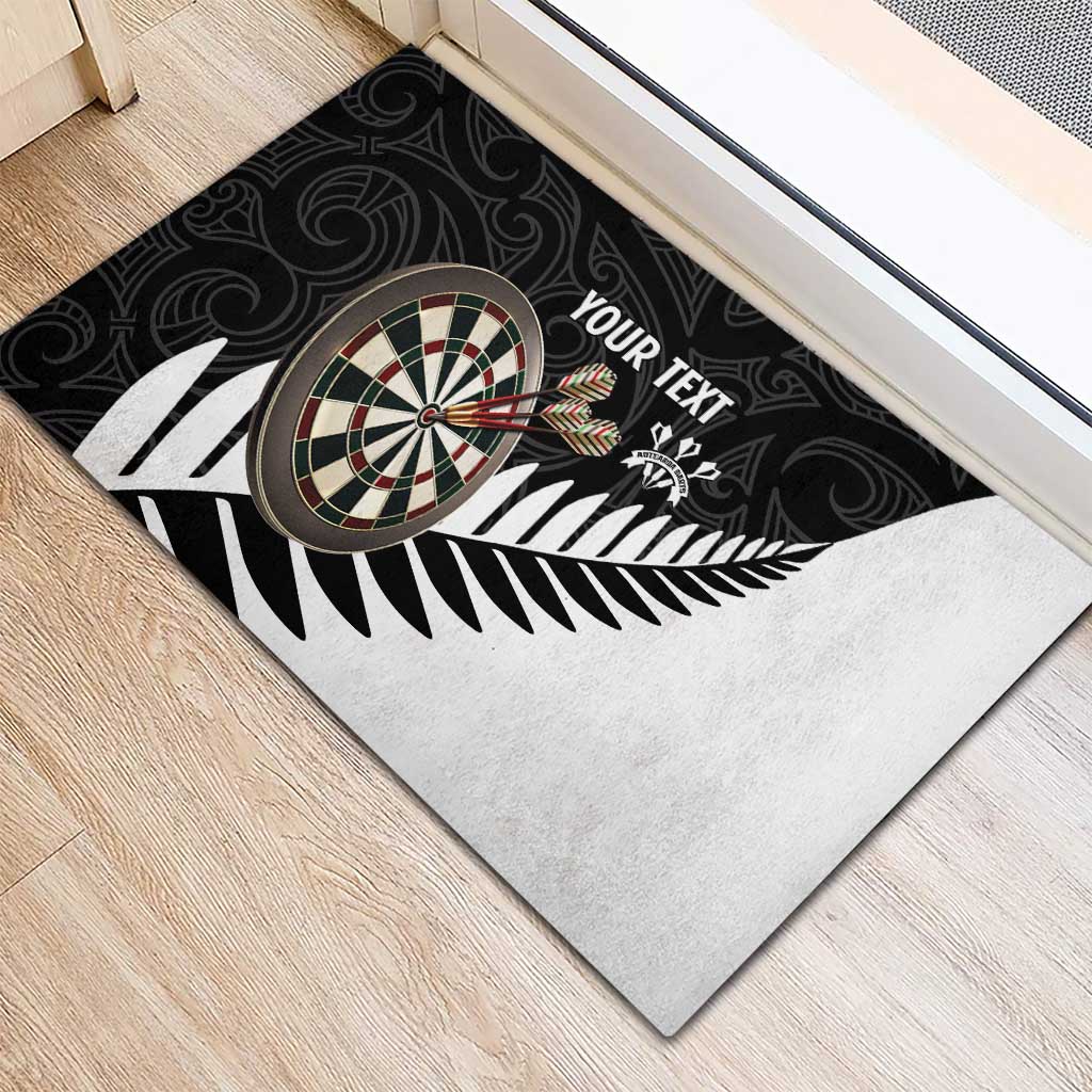 Personalised New Zealand Darts Rubber Doormat Silver Fern Aotearoa Maori Pattern - Aussie Hoodie