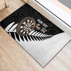 Personalised New Zealand Darts Rubber Doormat Silver Fern Aotearoa Maori Pattern - Aussie Hoodie