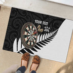Personalised New Zealand Darts Rubber Doormat Silver Fern Aotearoa Maori Pattern - Aussie Hoodie