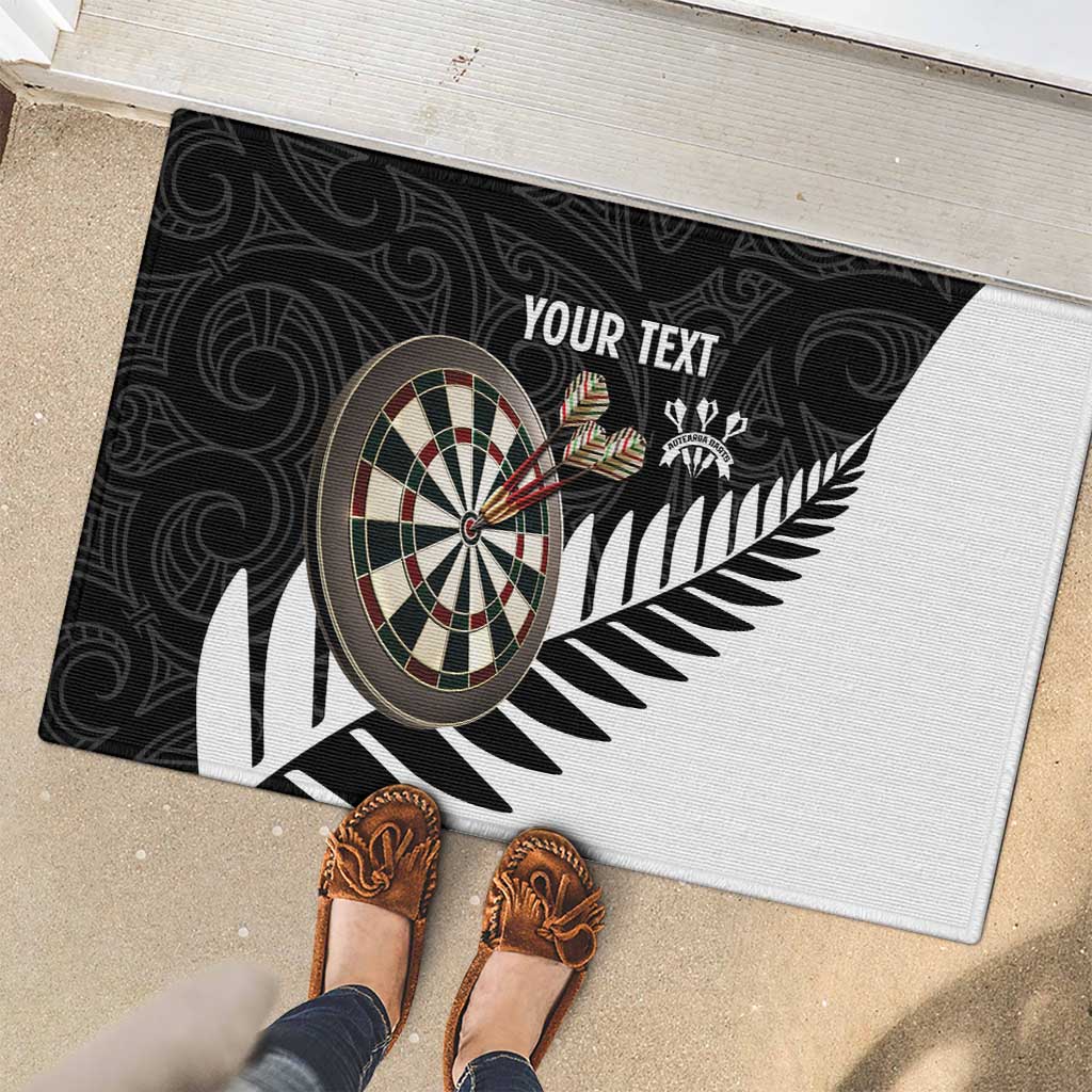 Personalised New Zealand Darts Rubber Doormat Silver Fern Aotearoa Maori Pattern - Aussie Hoodie