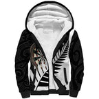 Personalised New Zealand Darts Sherpa Hoodie Silver Fern Aotearoa Maori Pattern - Aussie Hoodie
