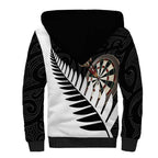 Personalised New Zealand Darts Sherpa Hoodie Silver Fern Aotearoa Maori Pattern - Aussie Hoodie