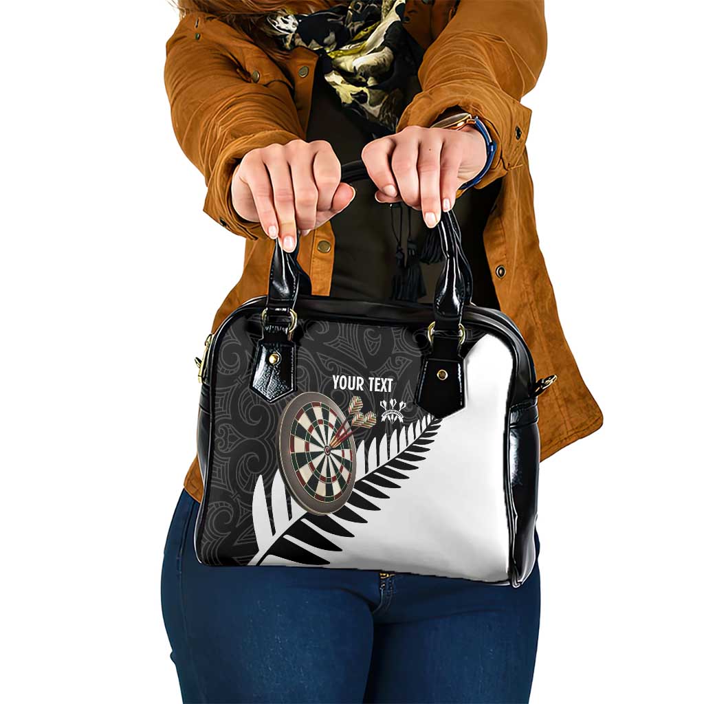 Personalised New Zealand Darts Shoulder Handbag Silver Fern Aotearoa Maori Pattern - Aussie Hoodie