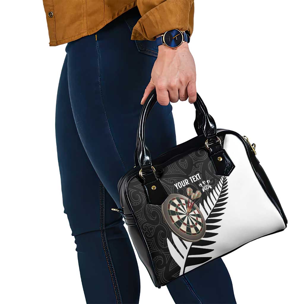 Personalised New Zealand Darts Shoulder Handbag Silver Fern Aotearoa Maori Pattern - Aussie Hoodie