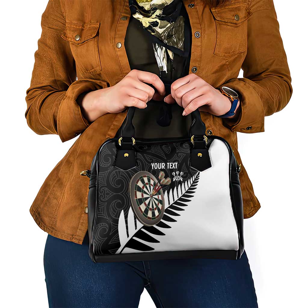 Personalised New Zealand Darts Shoulder Handbag Silver Fern Aotearoa Maori Pattern - Aussie Hoodie