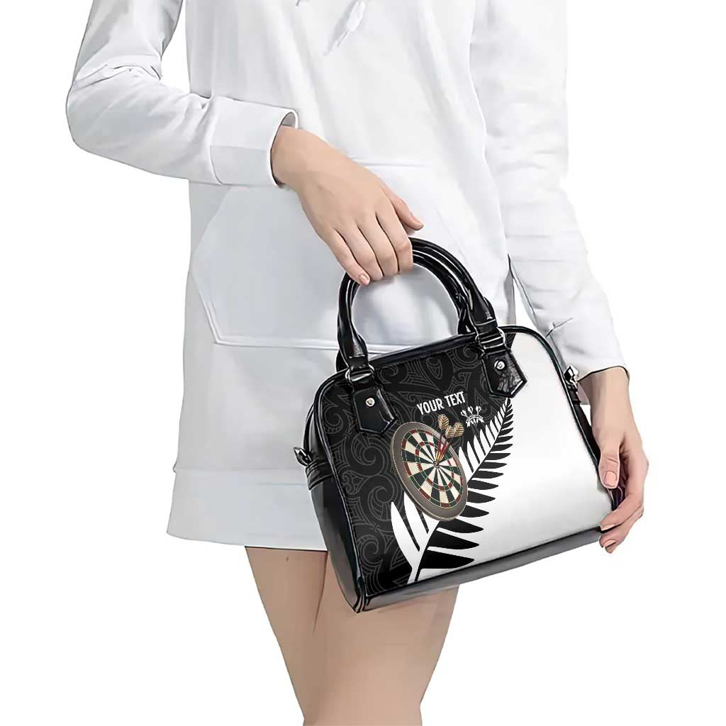 Personalised New Zealand Darts Shoulder Handbag Silver Fern Aotearoa Maori Pattern - Aussie Hoodie