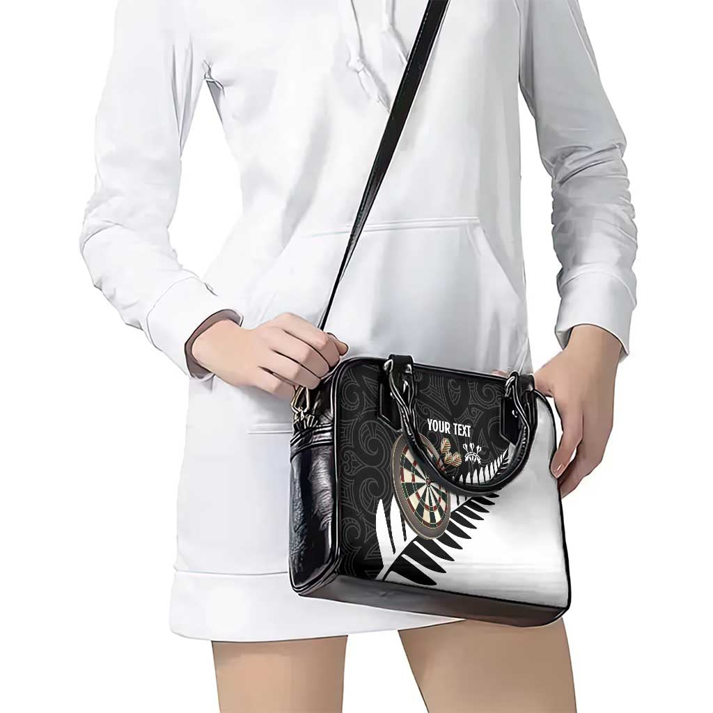Personalised New Zealand Darts Shoulder Handbag Silver Fern Aotearoa Maori Pattern - Aussie Hoodie