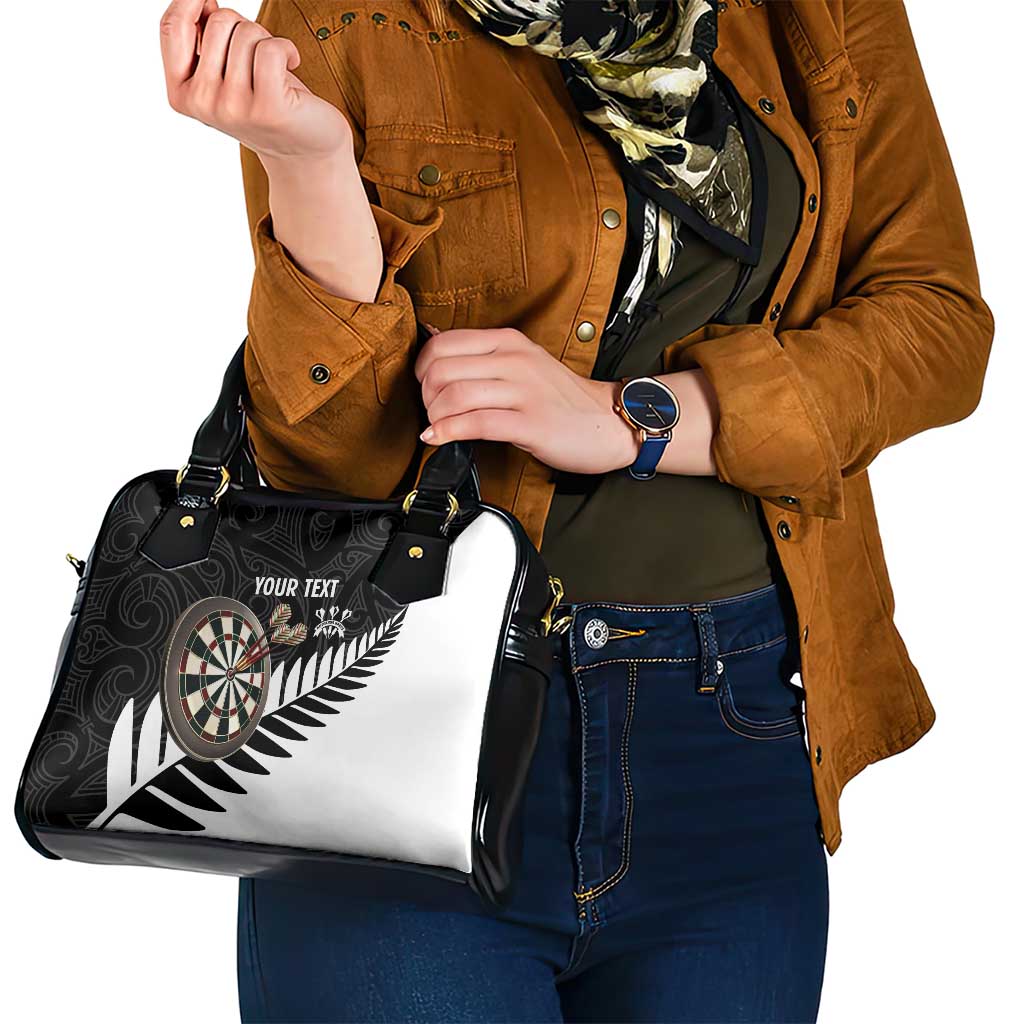 Personalised New Zealand Darts Shoulder Handbag Silver Fern Aotearoa Maori Pattern - Aussie Hoodie