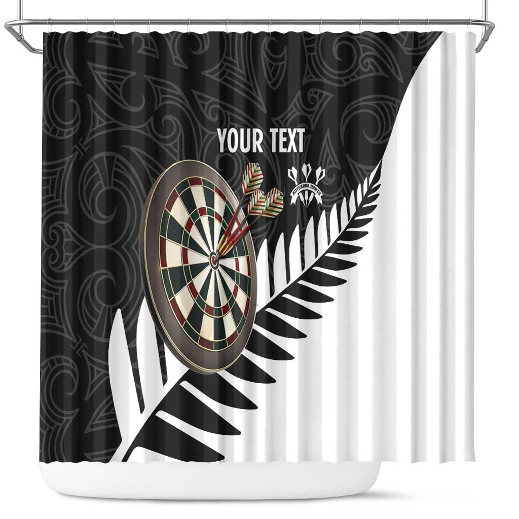 Personalised New Zealand Darts Shower Curtain Silver Fern Aotearoa Maori Pattern - Aussie Hoodie