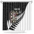 Personalised New Zealand Darts Shower Curtain Silver Fern Aotearoa Maori Pattern - Aussie Hoodie